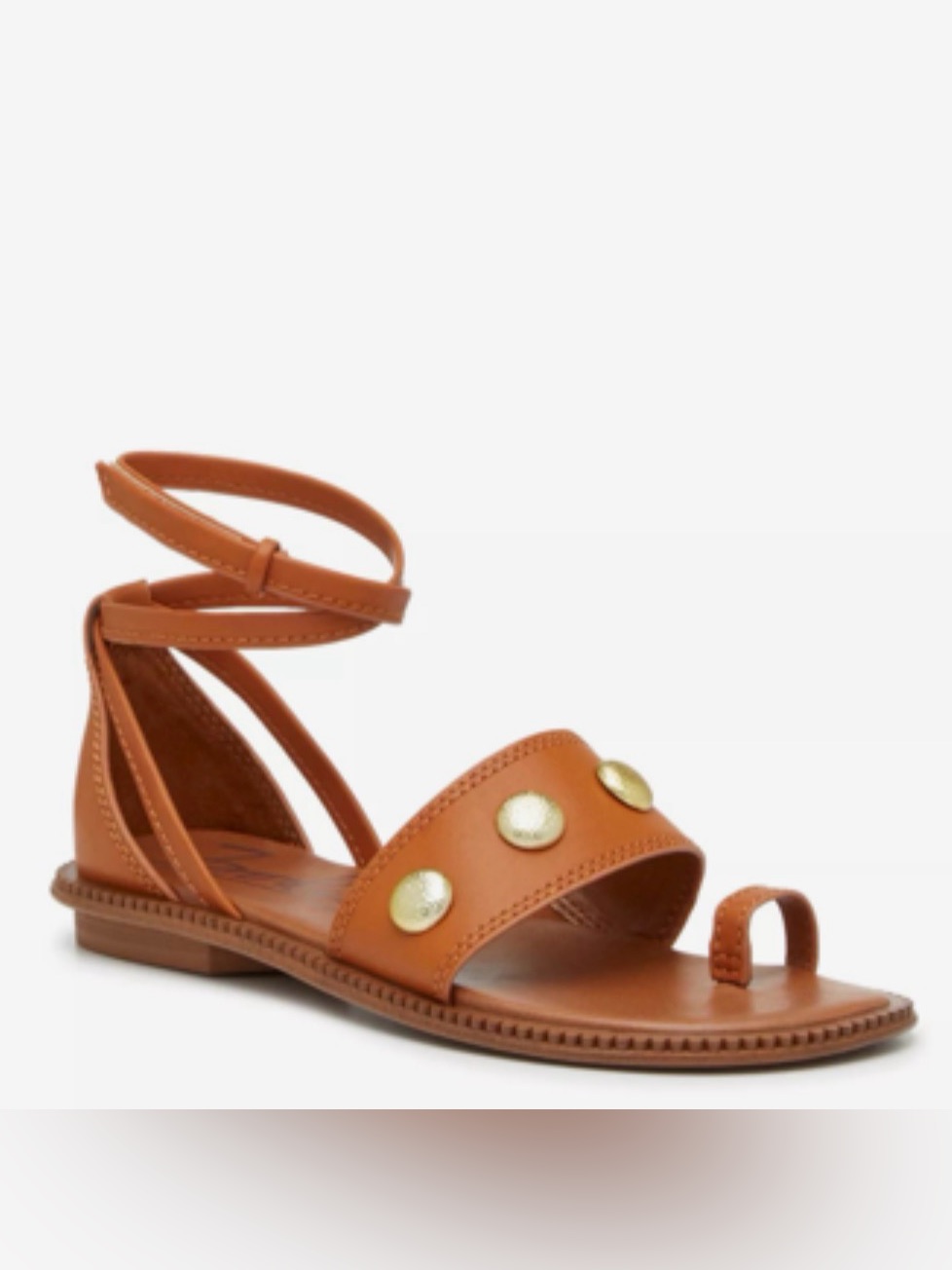 Zodiac Brown Leather Studded Toe-Ring Sandals